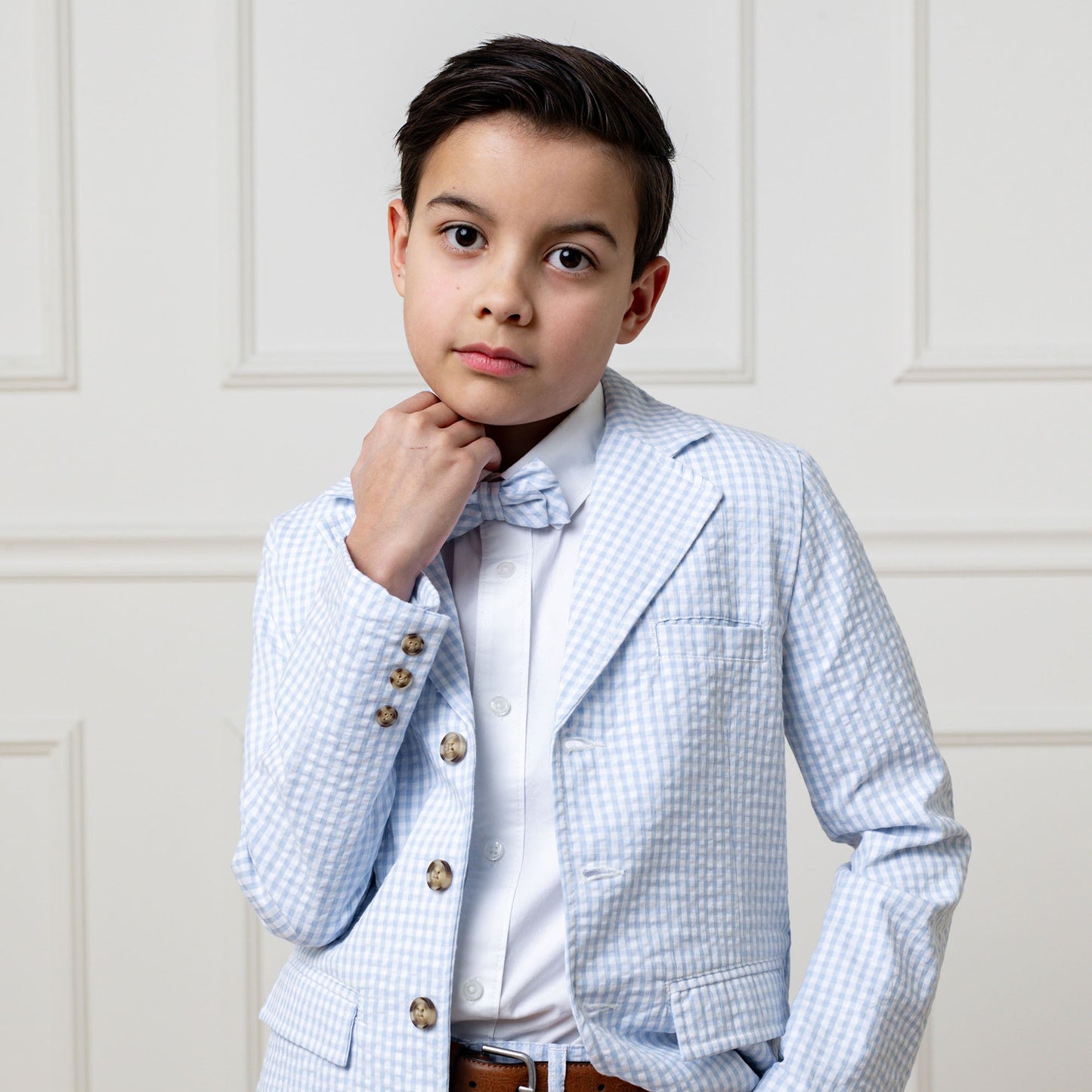 Organic Cotton Blue & White Seersucker Bow Tie