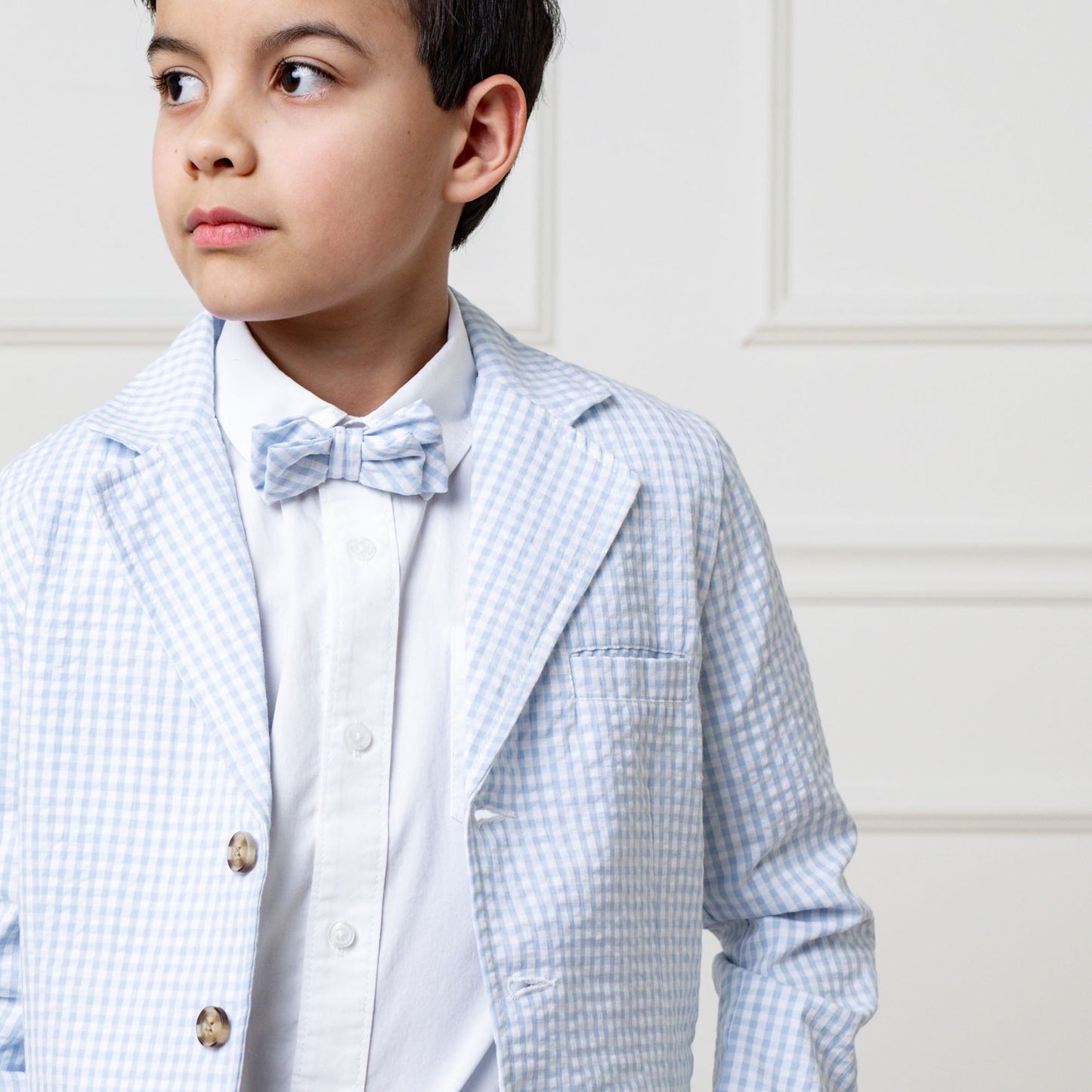 Organic Cotton Blue & White Seersucker Bow Tie