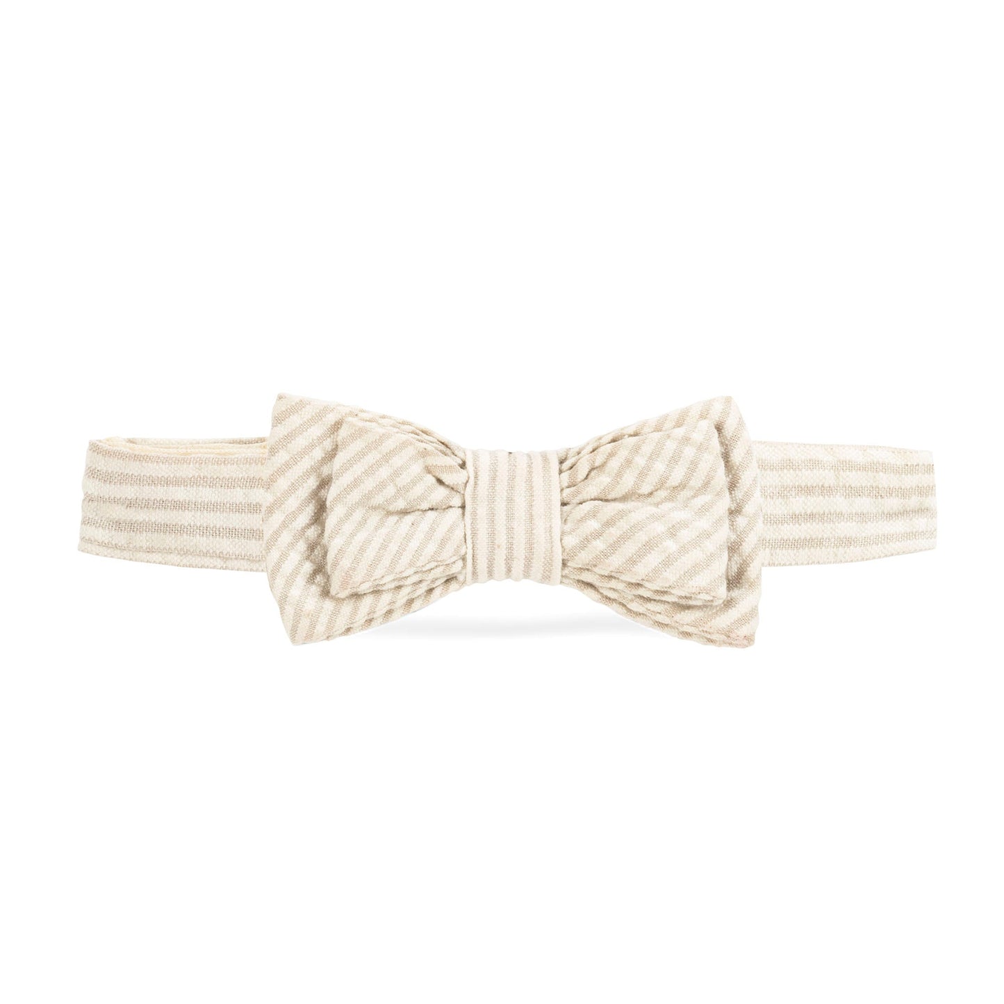 Neutral Beige Organic Cotton Seersucker Bow Tie