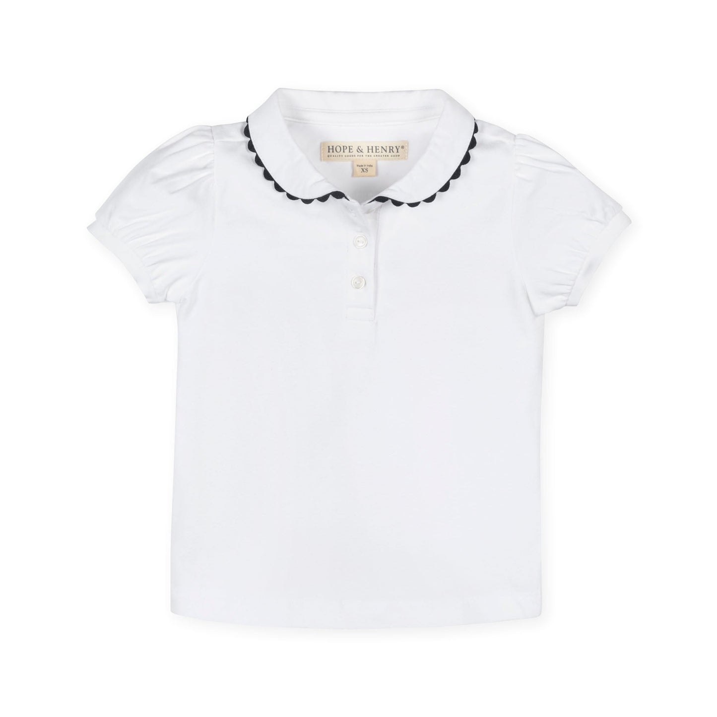 Organic Cotton White Puff Sleeve Polo