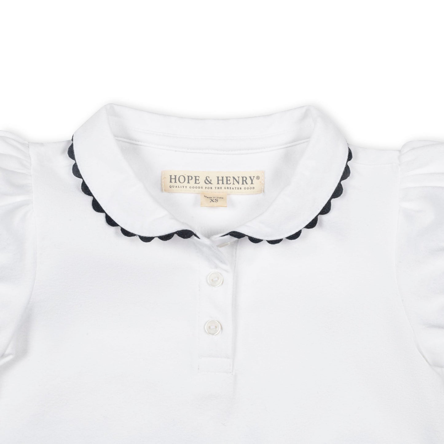 Organic Cotton White Puff Sleeve Polo