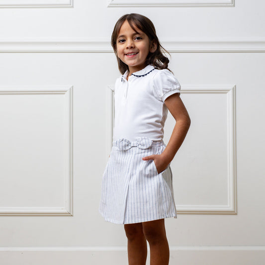 Organic Cotton White Puff Sleeve Polo