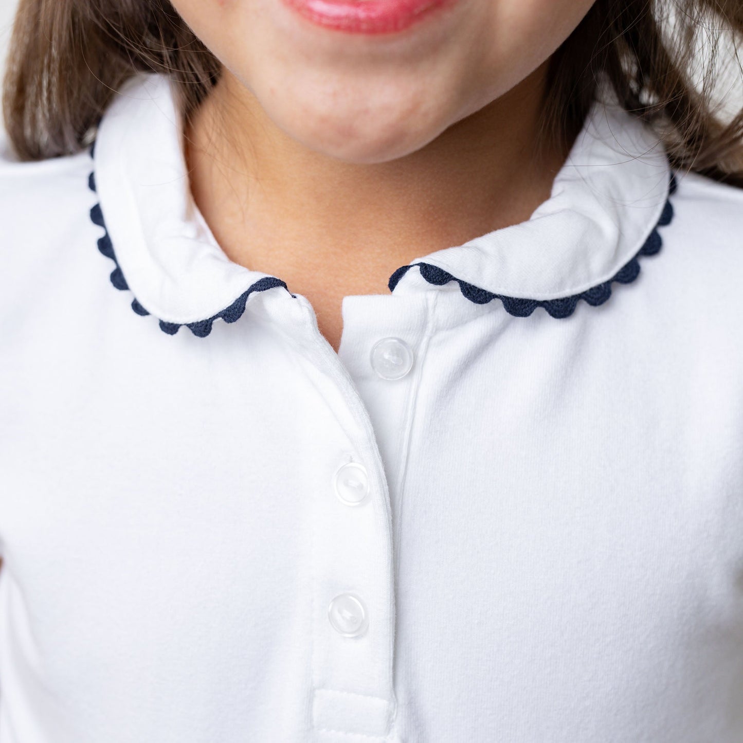 Organic Cotton White Puff Sleeve Polo