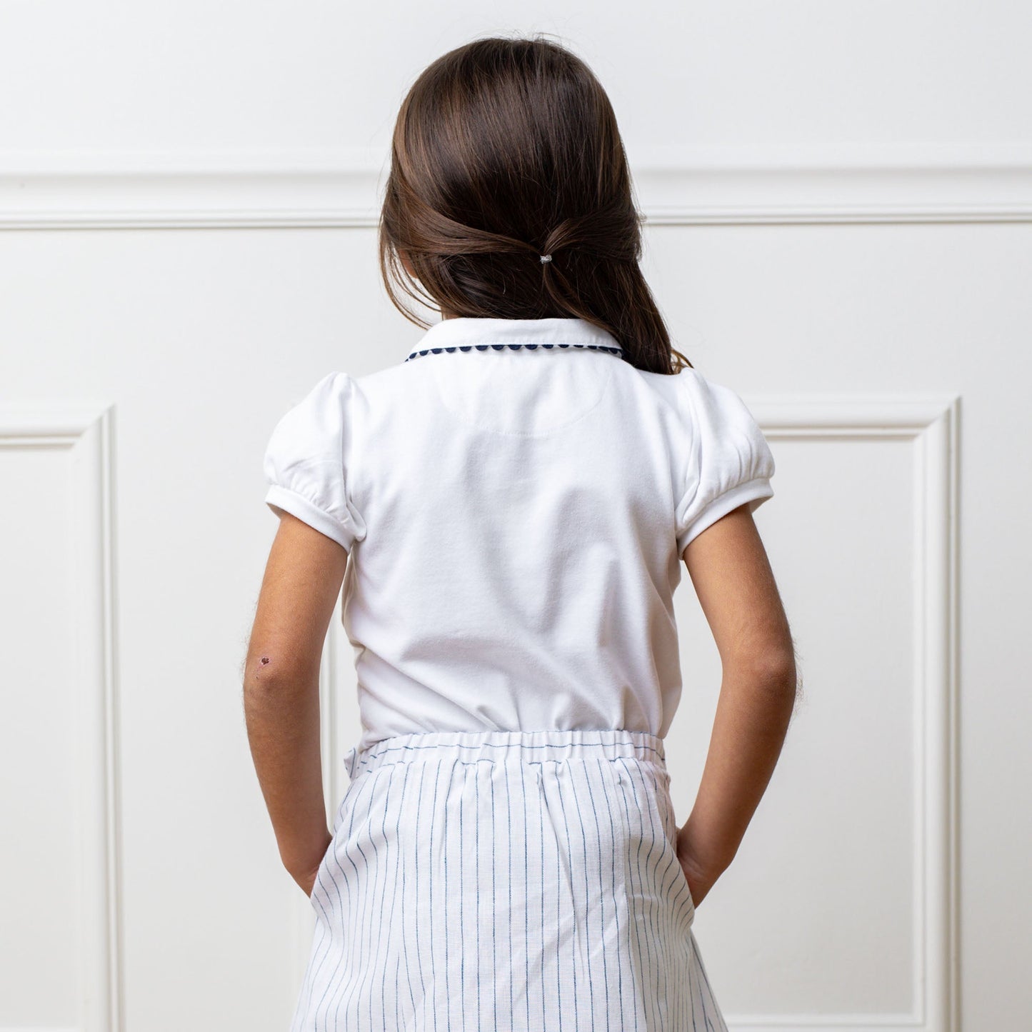 Organic Cotton White Puff Sleeve Polo