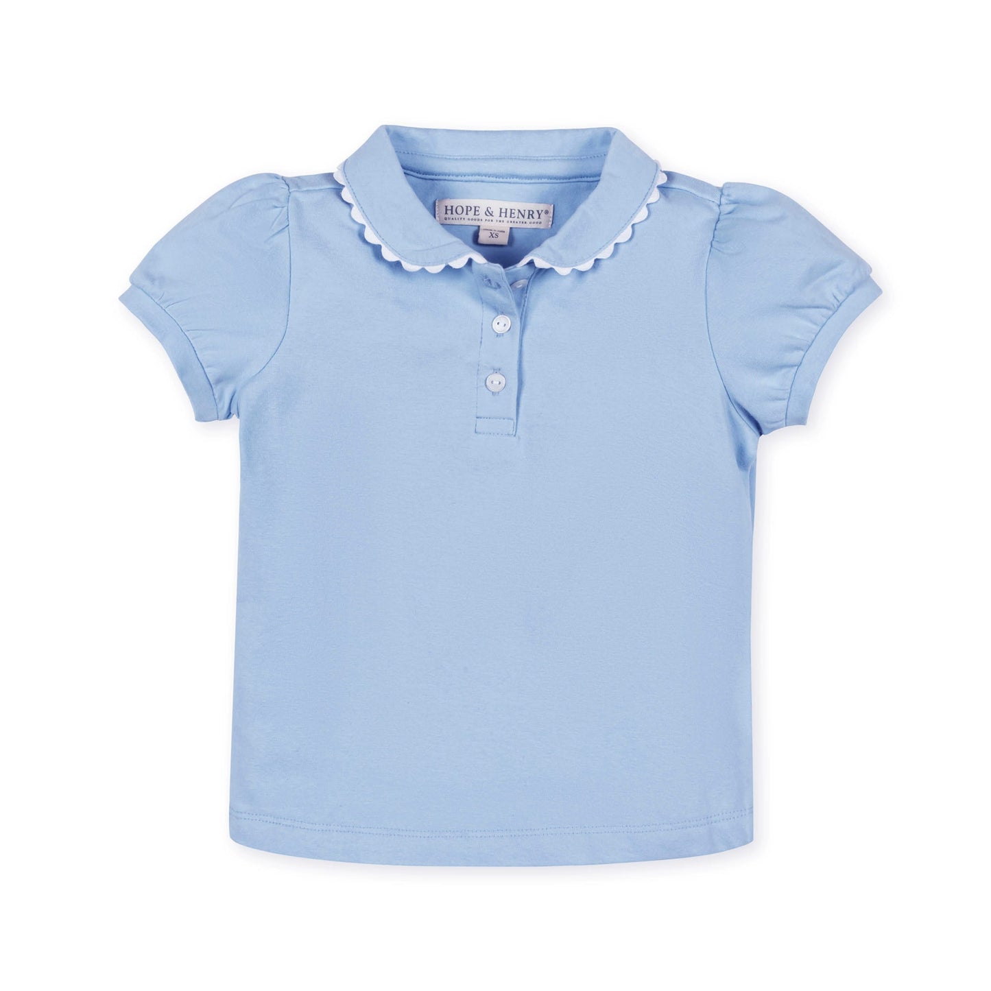 Organic Cotton Blue Puff Sleeve Polo