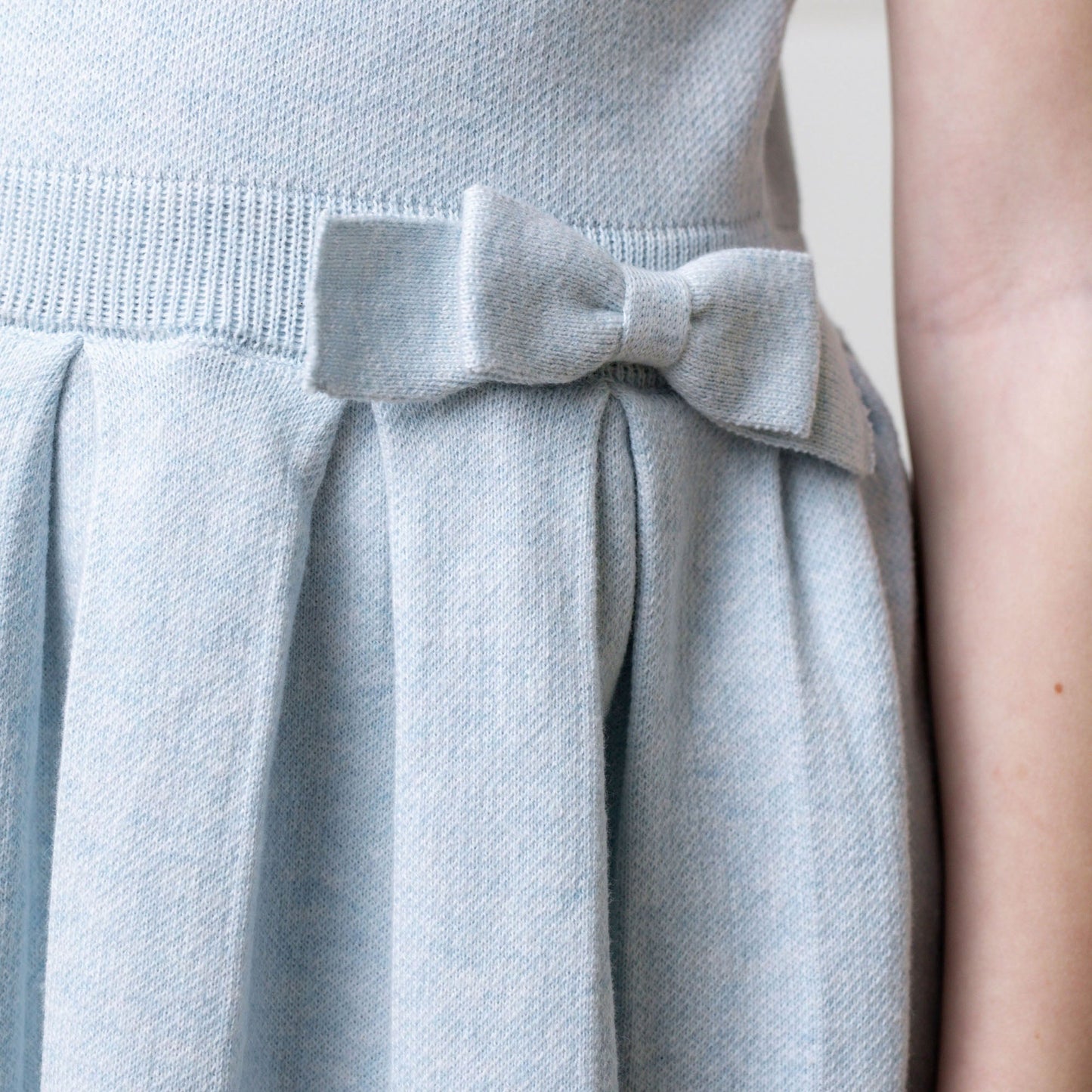 Organic Cotton Blue Pleated Sweater Dress
