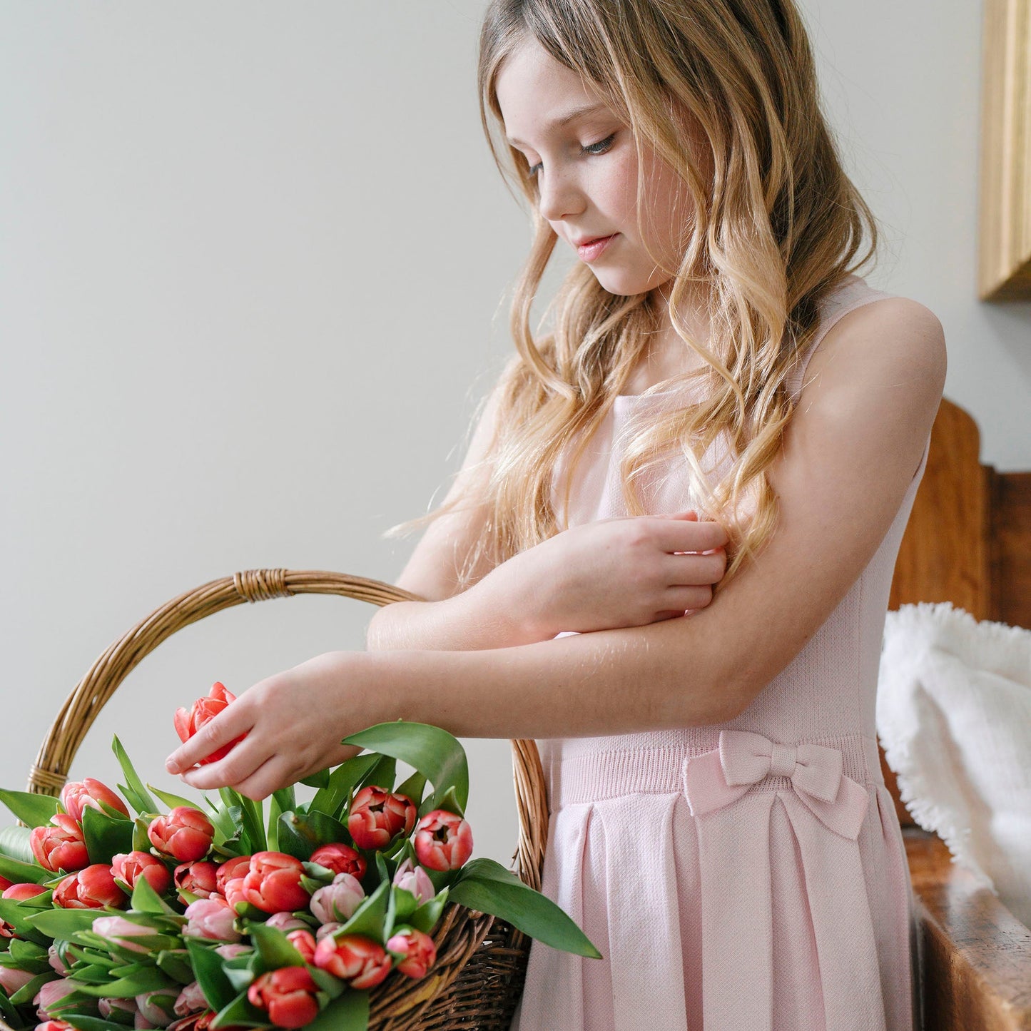 Organic Cotton Pink Pleated Sweater Dress