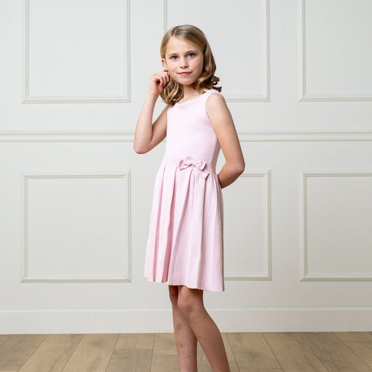 Organic Cotton Pink Pleated Sweater Dress