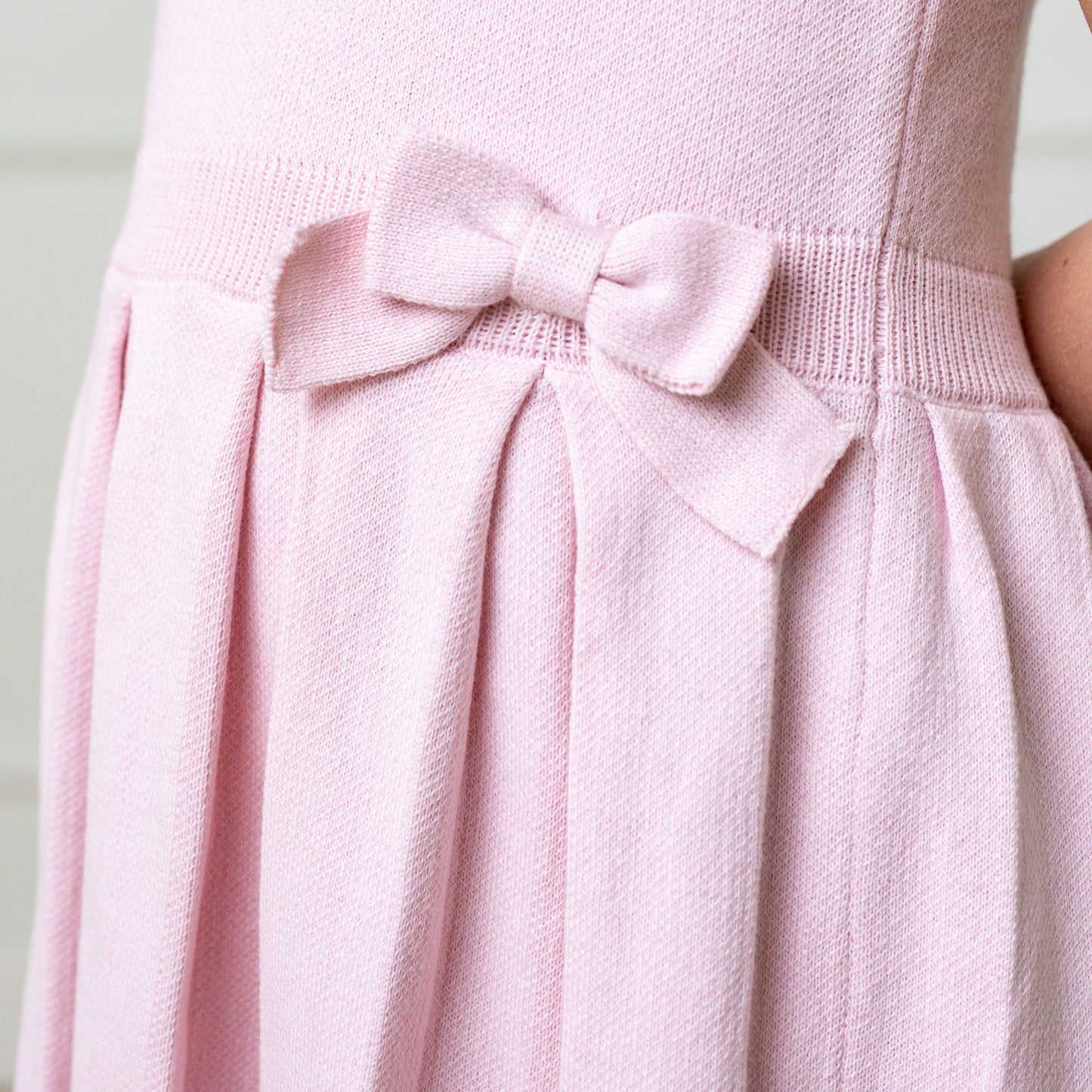 Organic Cotton Pink Pleated Sweater Dress