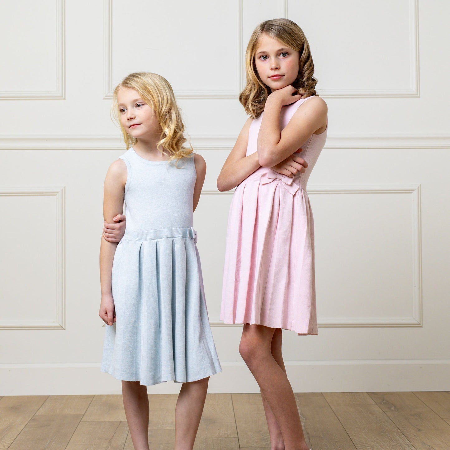 Organic Cotton Pink Pleated Sweater Dress