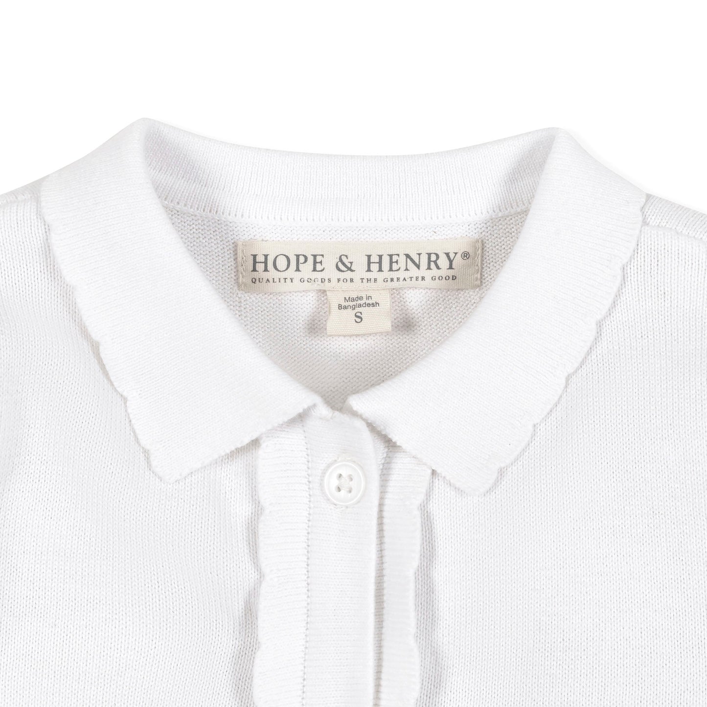 Organic Cotton White Scallop Edge Cardigan