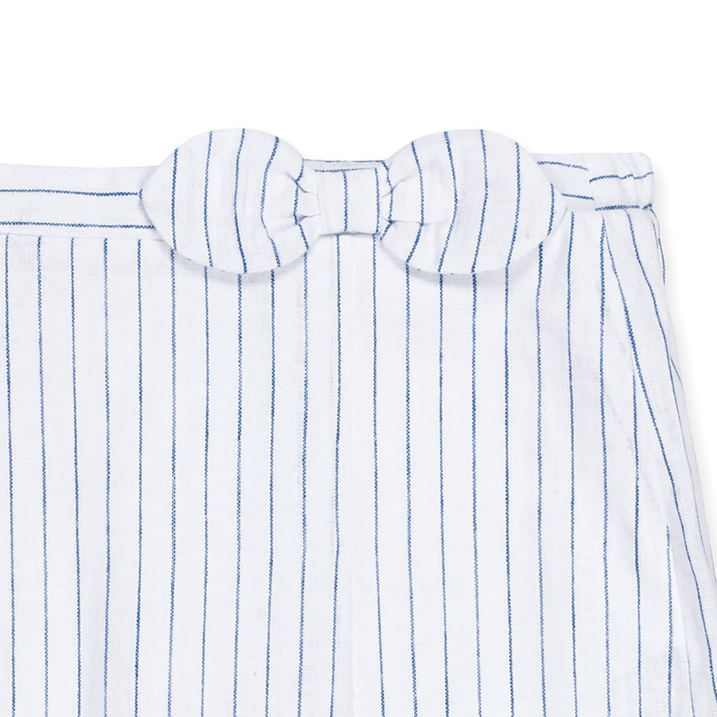Organic Linen/Cotton Blue and White Pleated Bow Skort