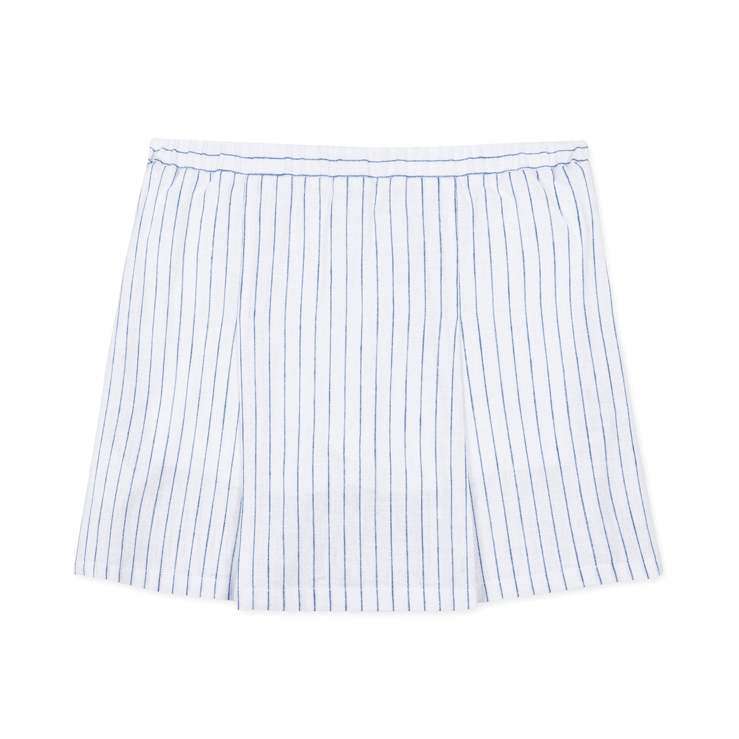 Organic Linen/Cotton Blue and White Pleated Bow Skort