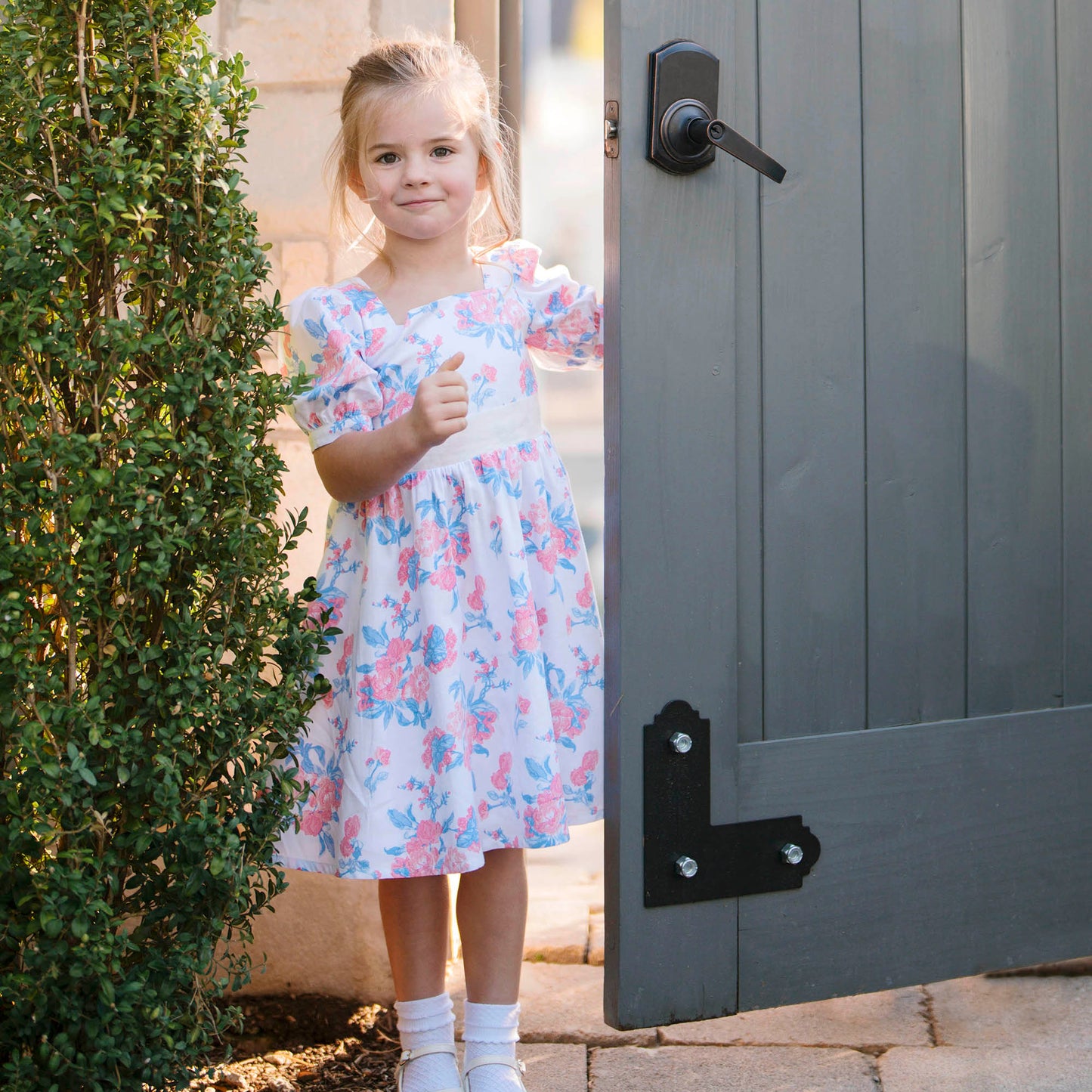 Organic Cotton Floral Puff Sleeve Party Dress