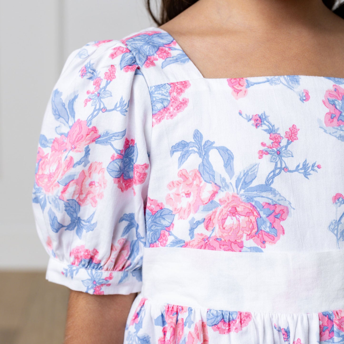 Organic Cotton Floral Puff Sleeve Party Dress