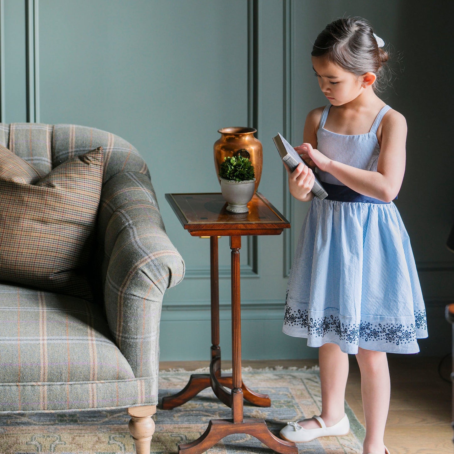 Organic Cotton Blue Embroidered Special Sundress