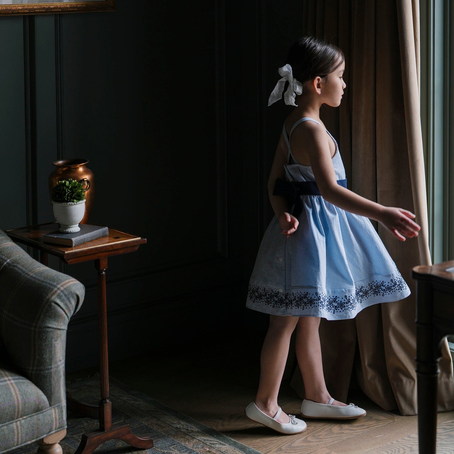 Organic Cotton Blue Embroidered Special Sundress