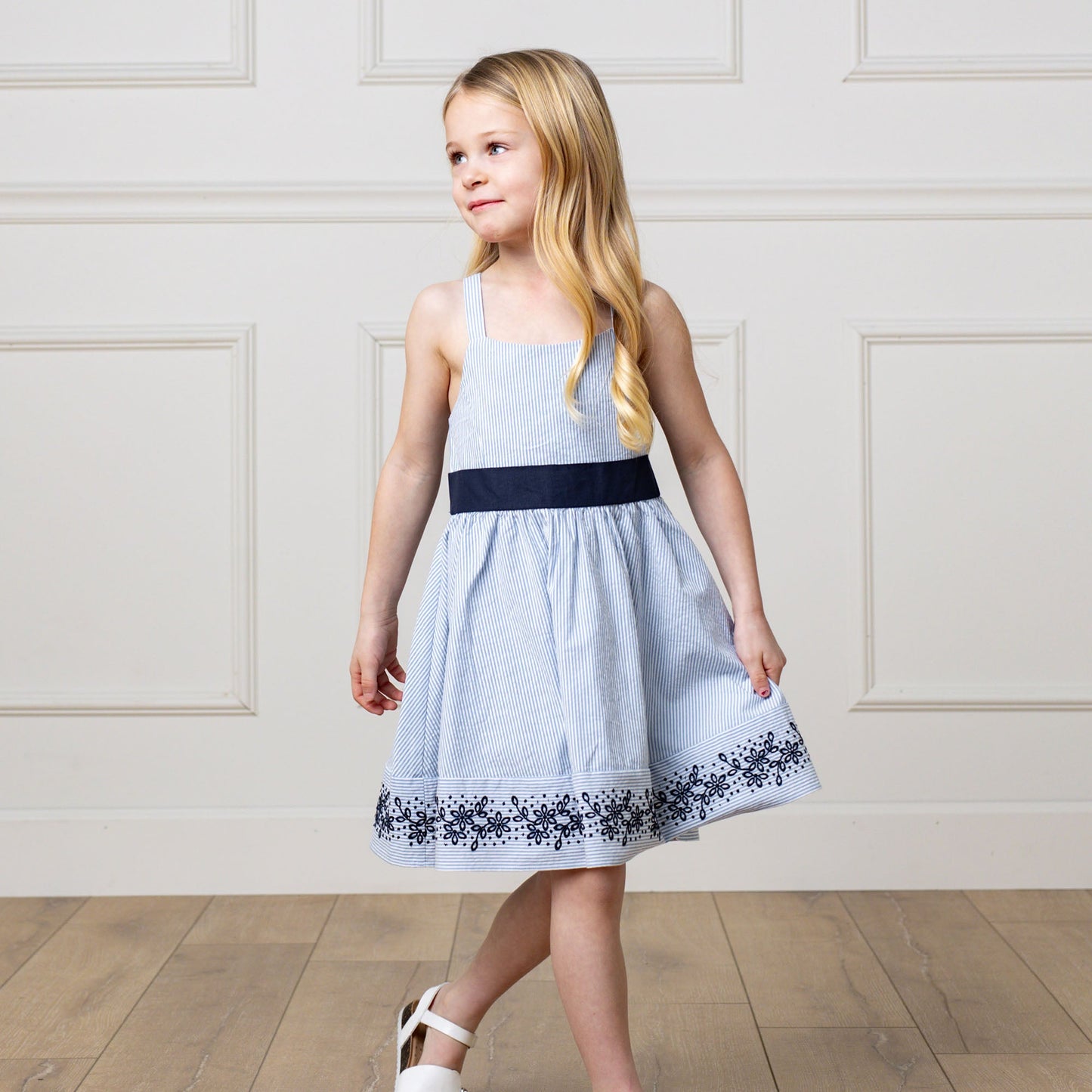 Organic Cotton Blue Embroidered Special Sundress