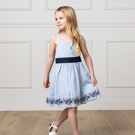 Organic Cotton Blue Embroidered Special Sundress