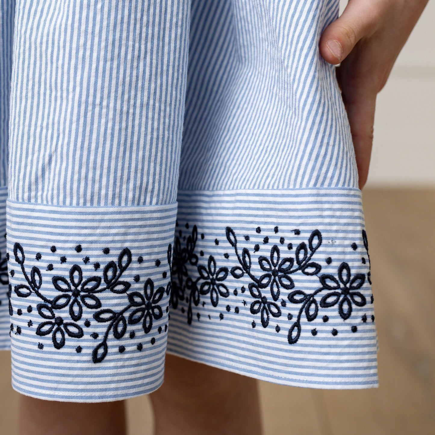 Organic Cotton Blue Embroidered Special Sundress