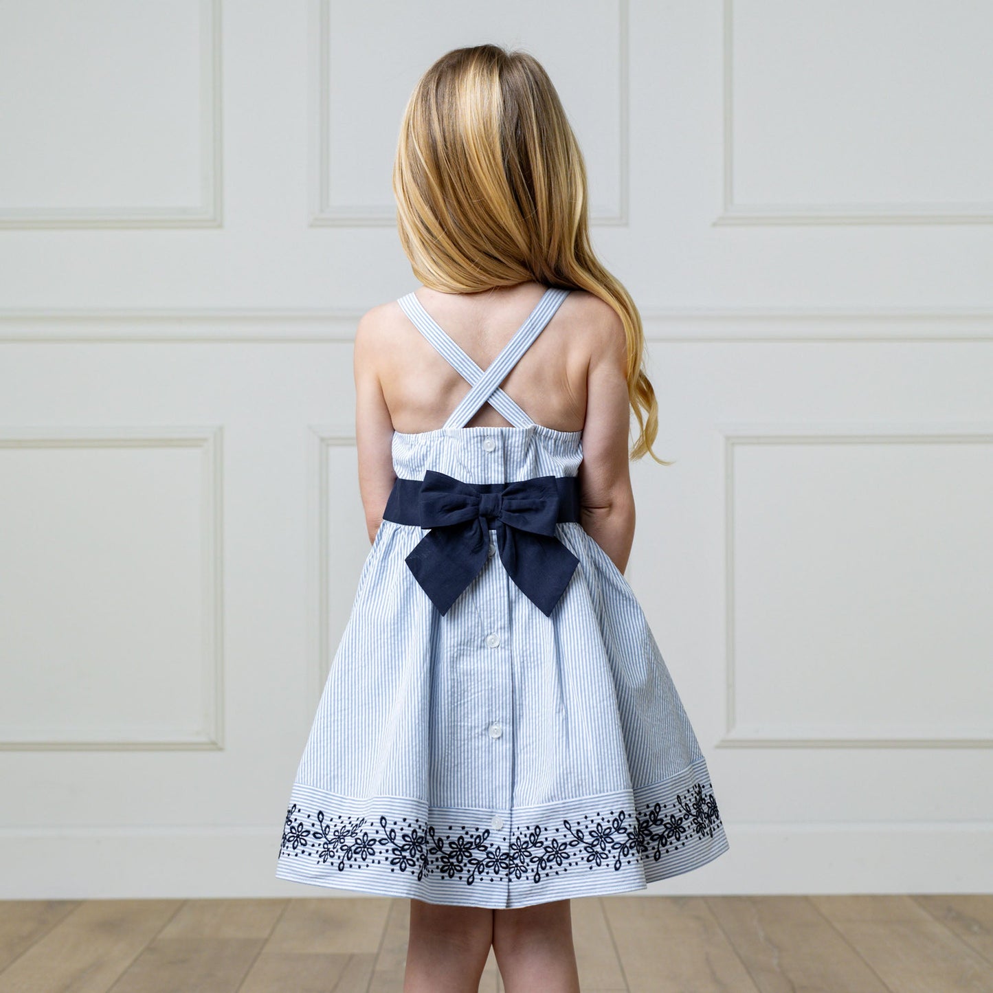 Organic Cotton Blue Embroidered Special Sundress