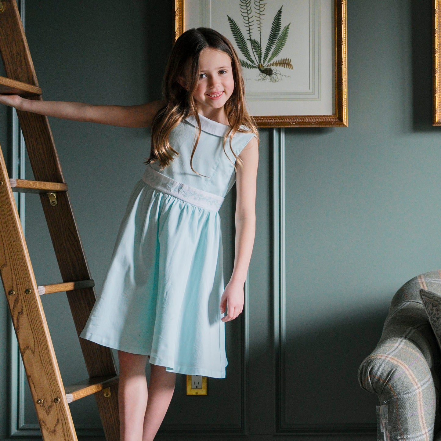 Organic Cotton Blue & White Sateen Party Dress