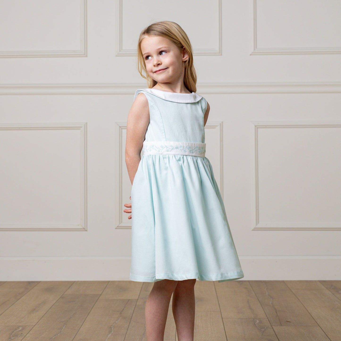 Organic Cotton Blue & White Sateen Party Dress