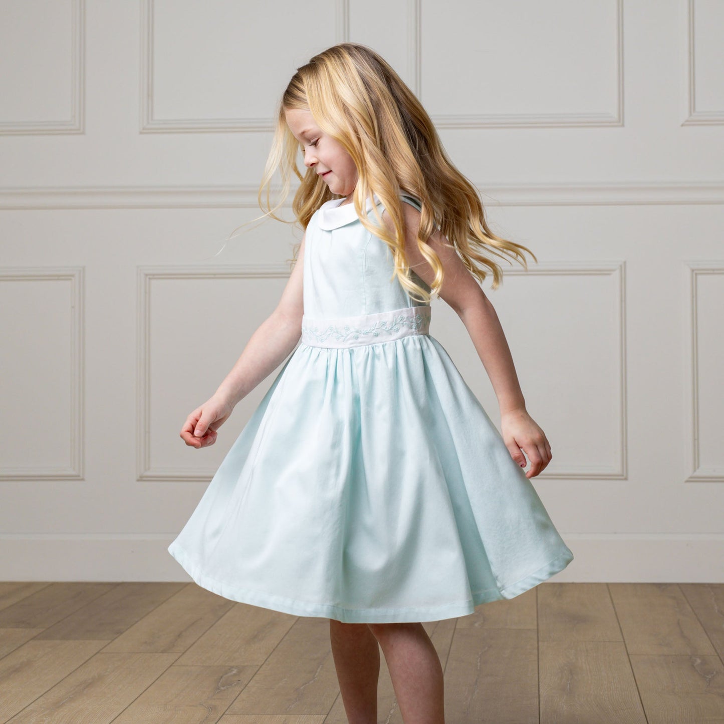 Organic Cotton Blue & White Sateen Party Dress