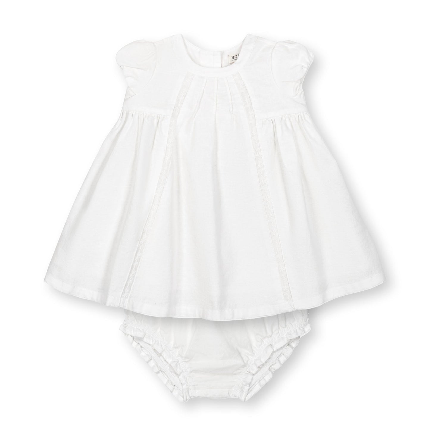 Special Occasion Organic Linen Cotton White Pintuck Dress