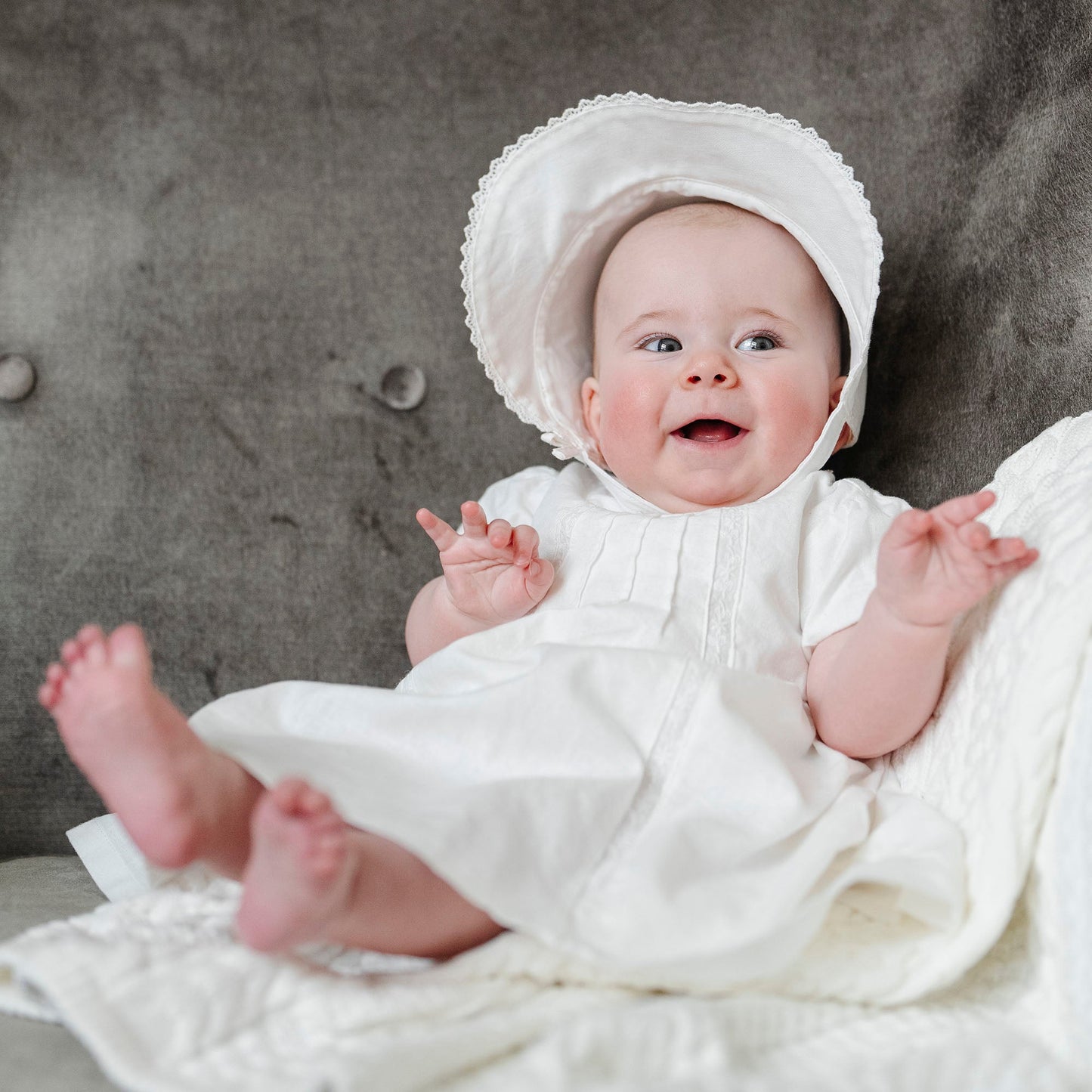 Special Occasion Organic Linen Cotton White Pintuck Dress