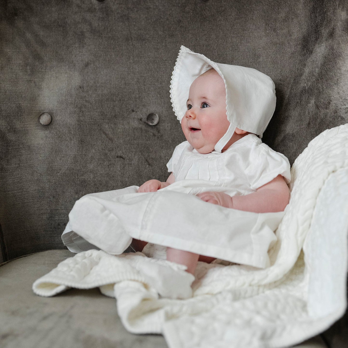 Special Occasion Organic Linen Cotton White Pintuck Dress