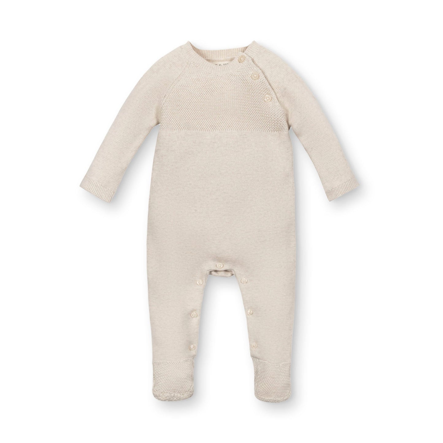 Organic Cotton Neutral Beige Footed Sweater Romper