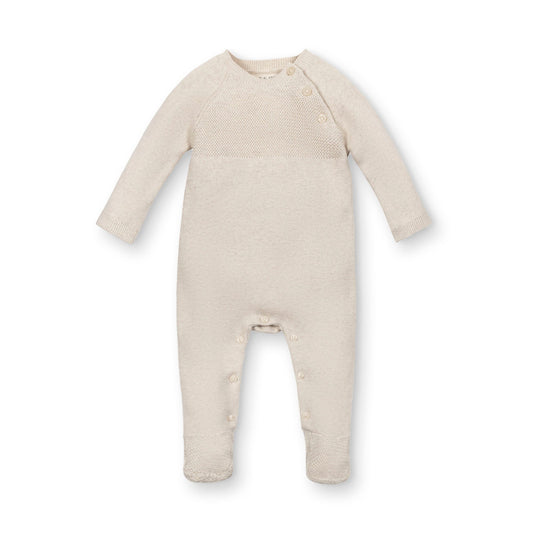 Organic Cotton Neutral Beige Footed Sweater Romper