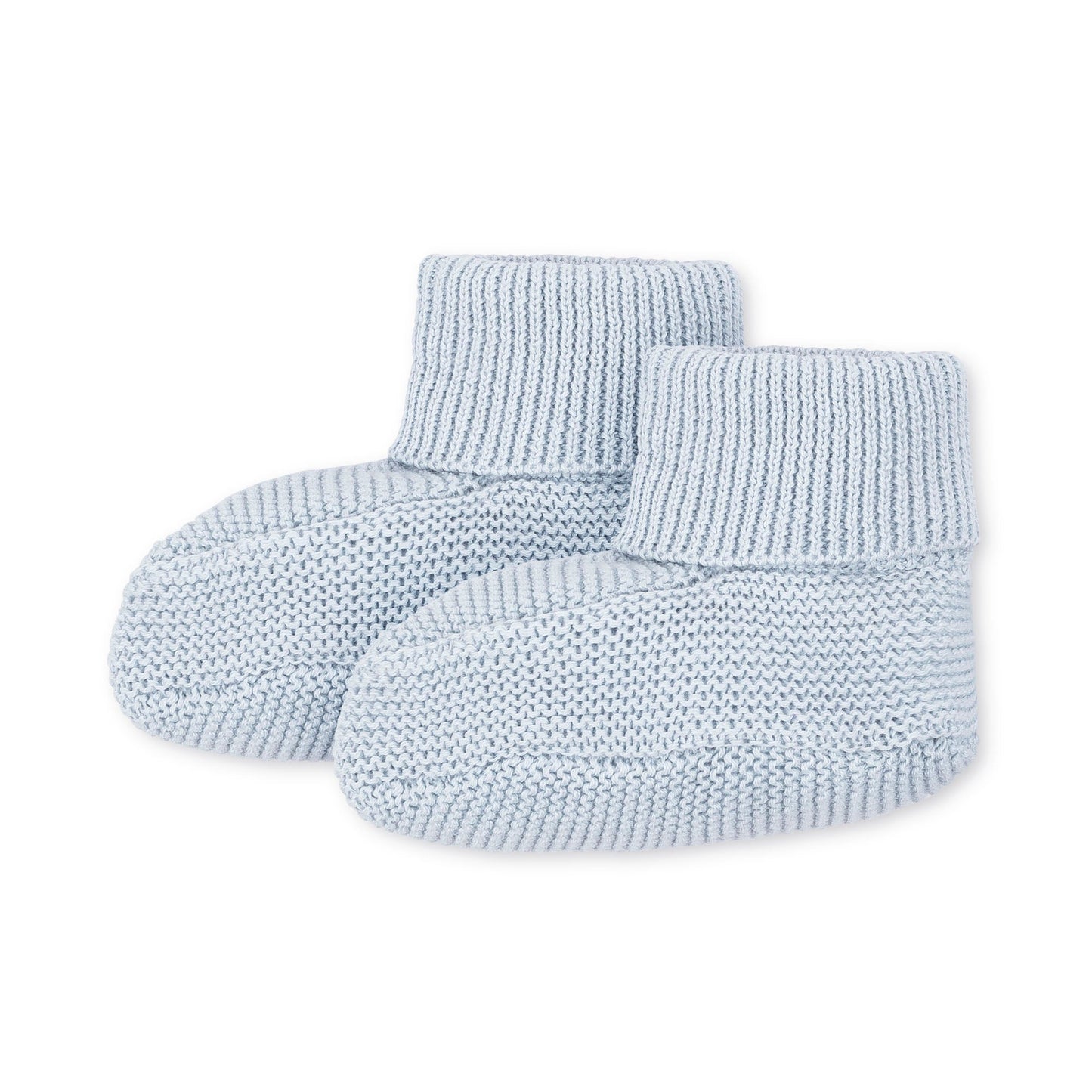 Organic Cotton Blue Knit Sweater Beanie and Bootie Set