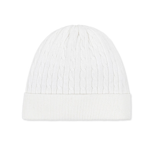 Organic Cotton White Knit Sweater Beanie and Bootie Set