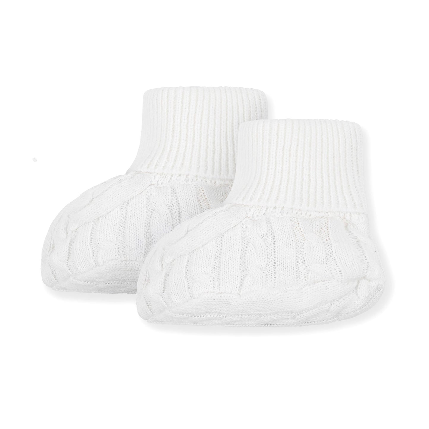 Organic Cotton White Knit Sweater Beanie and Bootie Set