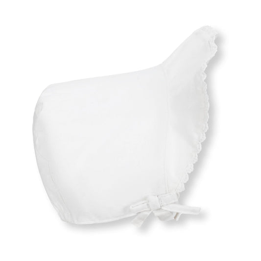white Brimmed Linen Baby Bonnet