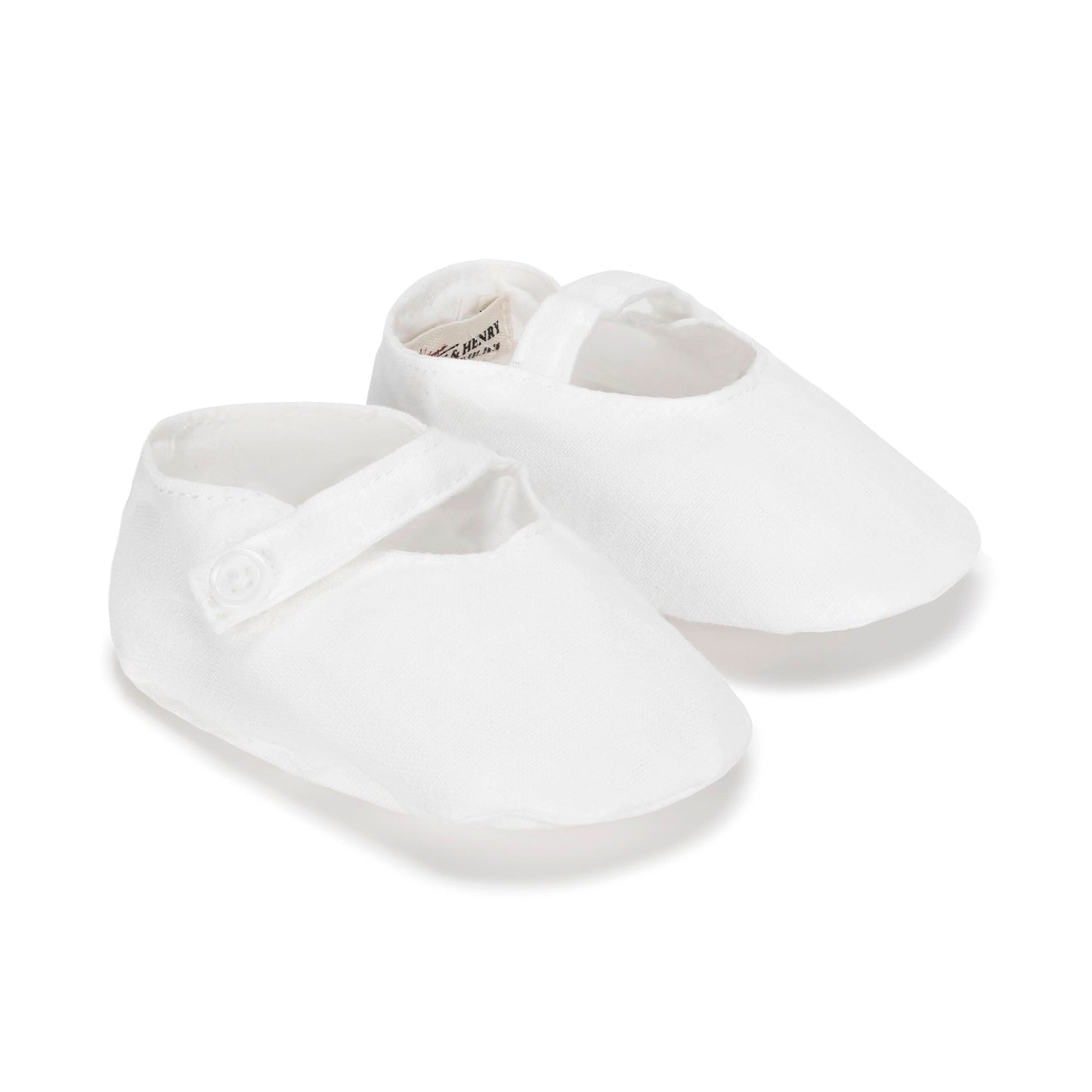White Linen Button Strap Soft Shoe
