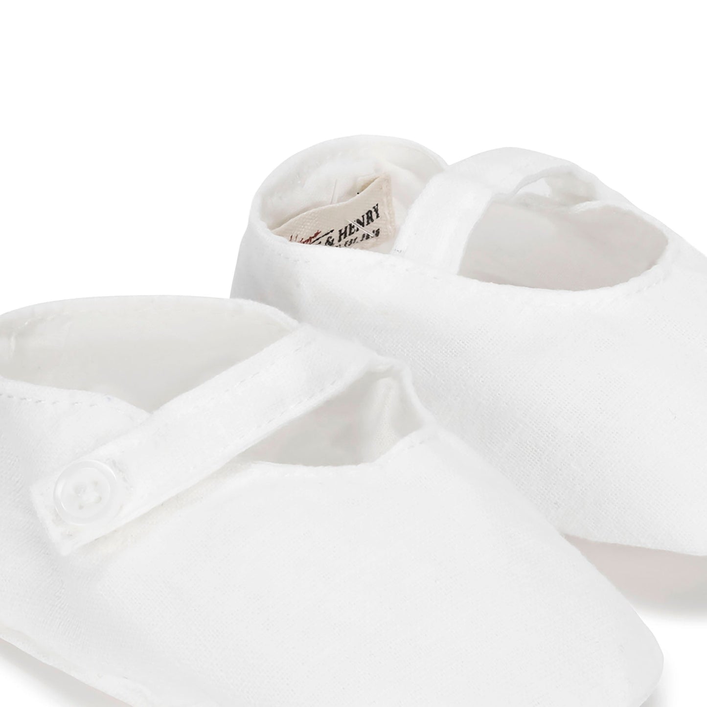 White Linen Button Strap Soft Shoe
