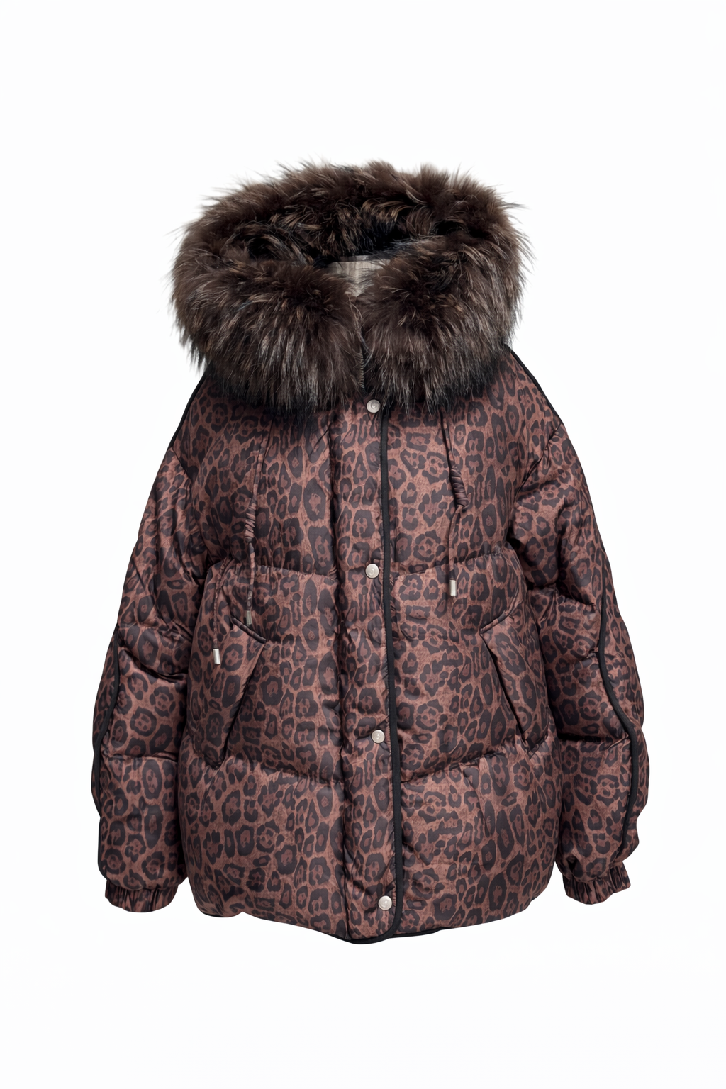 Ember Genuine Fur Trim Down Fill Jacket in Leo