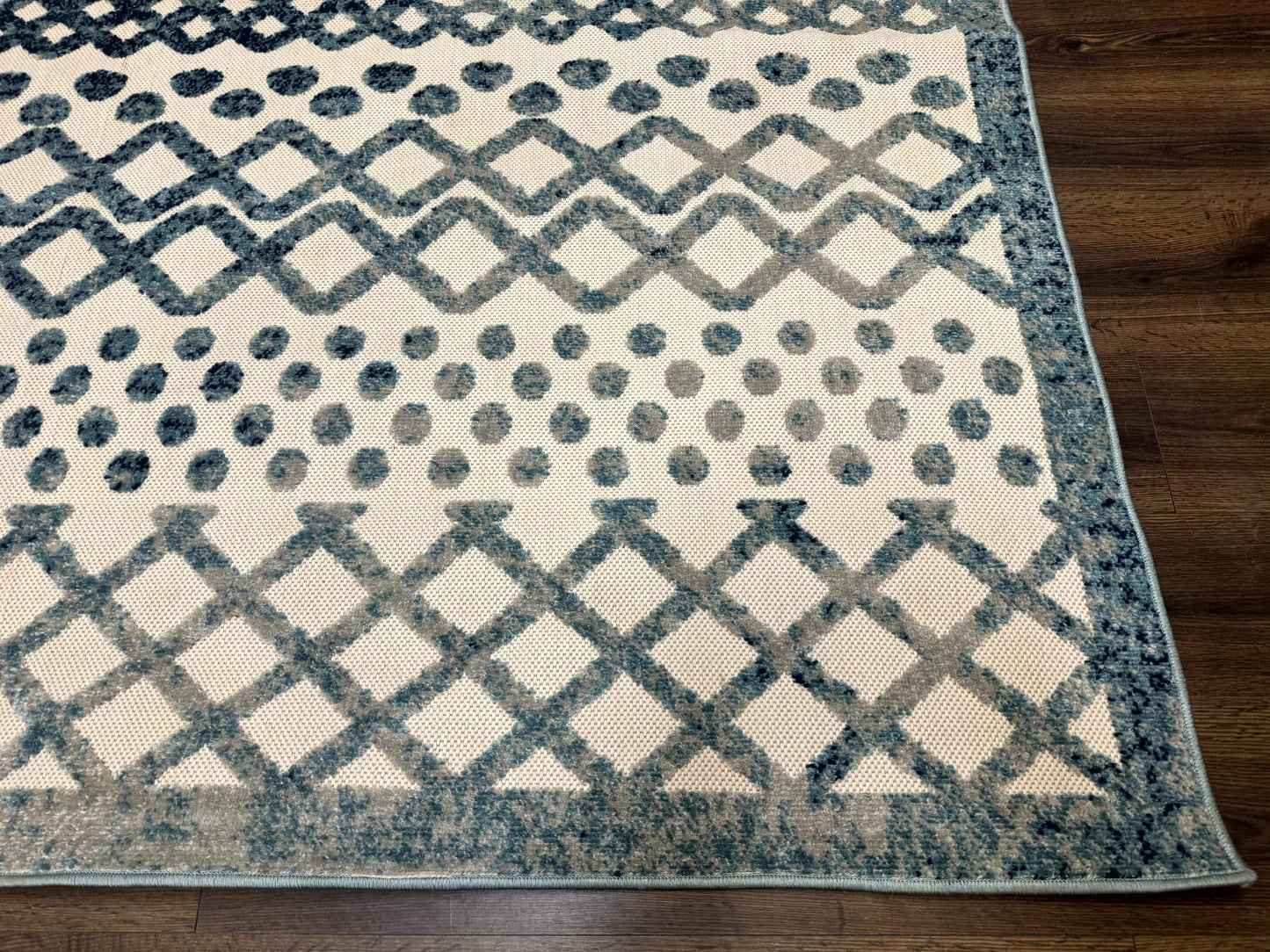 Modern Rug 8x10, Abstract Rug, Oat and Blue, Raised Pattern, Modway Rug Collection