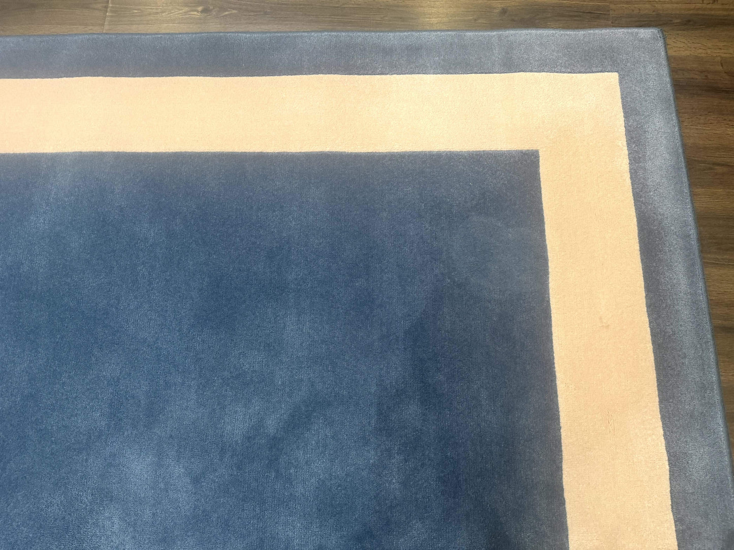 Blue and Cream Square Rug 10x10 ft, Large Square Carpet