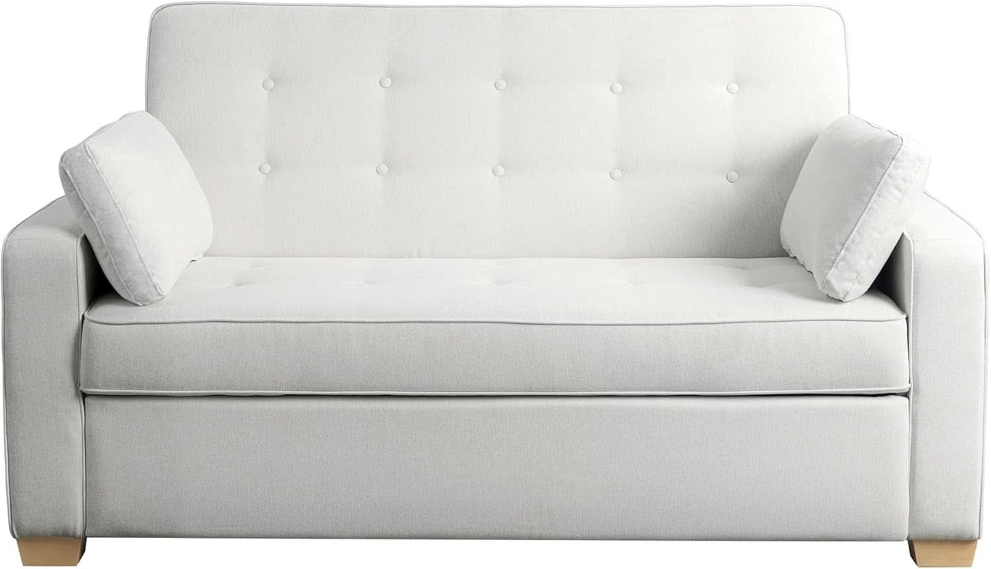 Queen Size Convertible Sleeper Sofa Oyster Upholstery