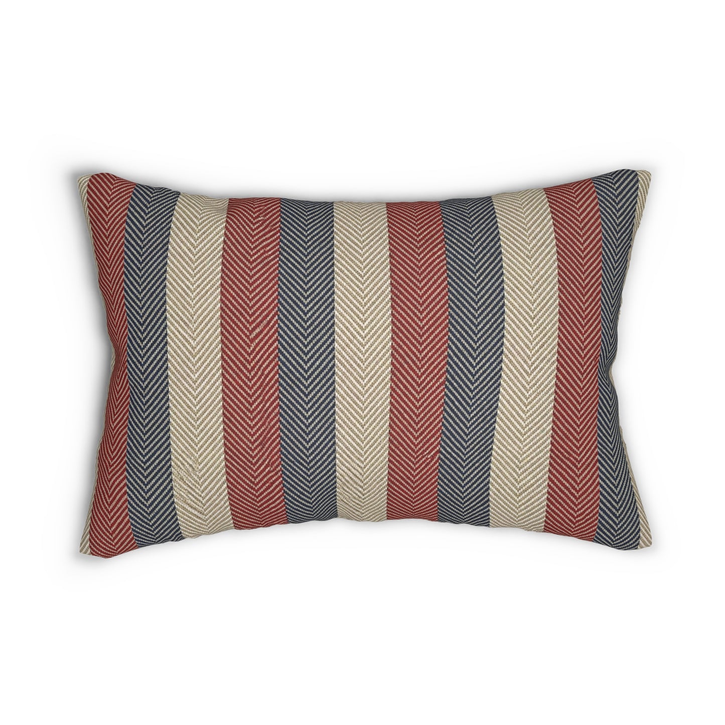 Americana Cabana Stripe Lumbar Pillow — A tailored accent pillow featuring vintage-inspired cabana stripes in weathered Americana tones.