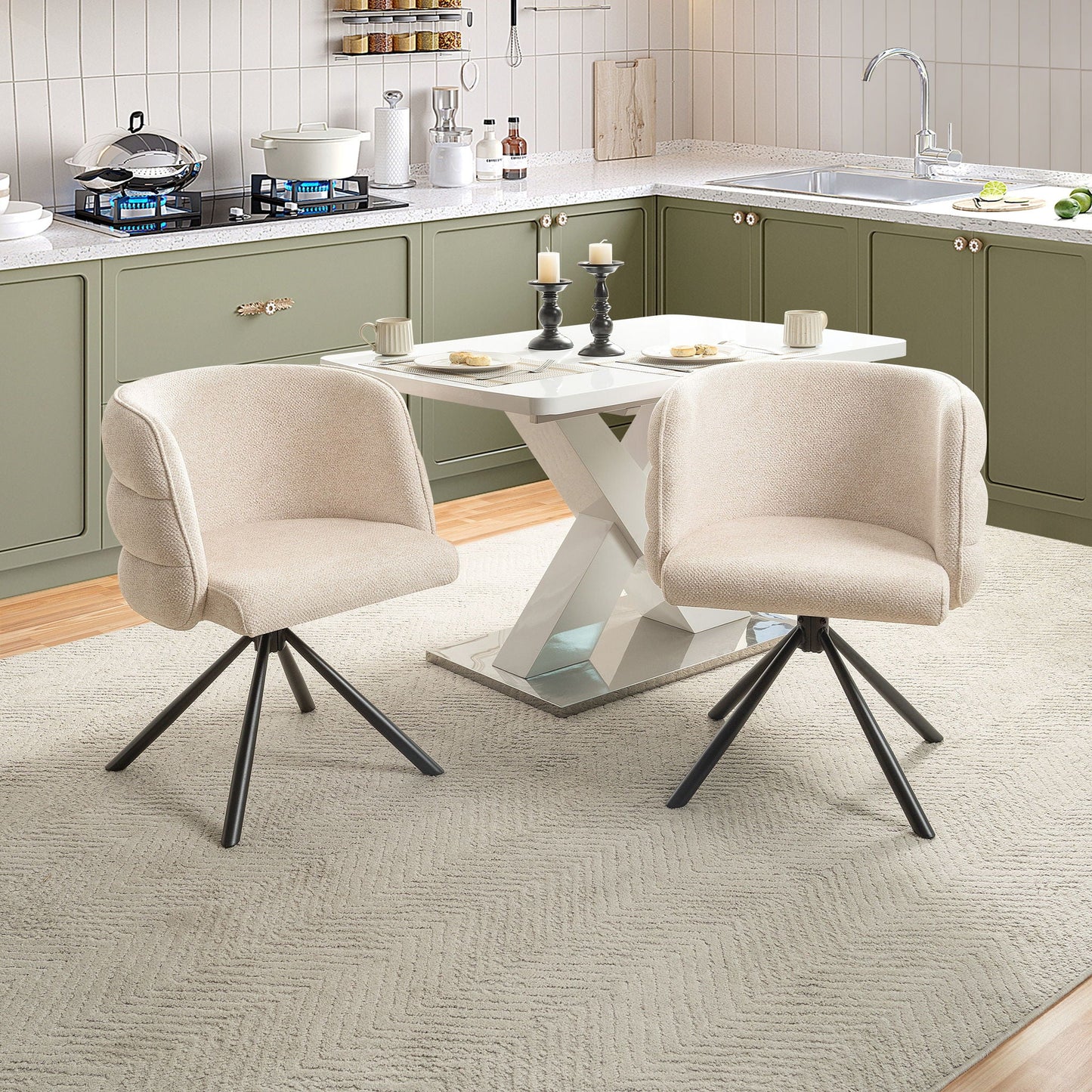 270 Degree Swivel Upholstered Desk Chairs (Set of 2)