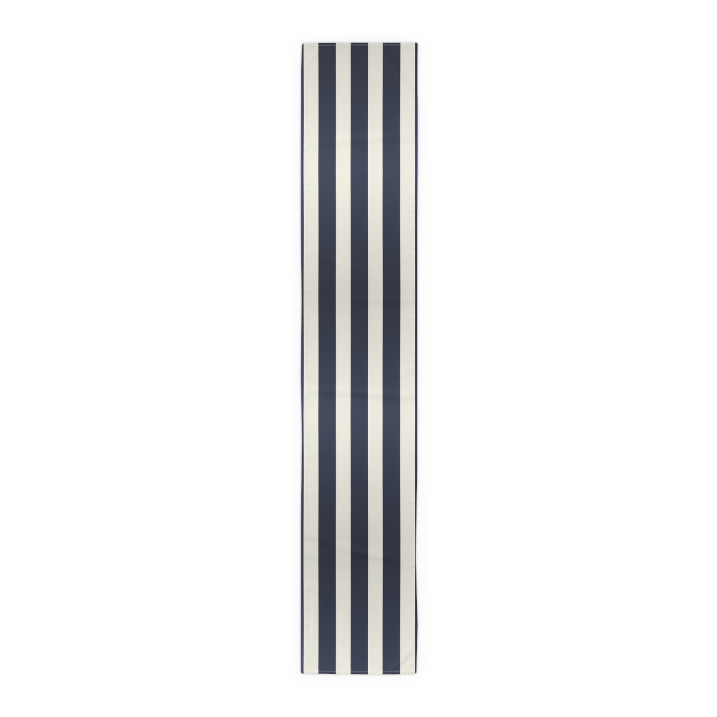 Harbor Cabana Stripe Table Runner - Timeless navy and ivory cabana stripes inspired by coastal yacht clubs, crisp seaside linens, and relaxed East Coast entertaining. Designed for effortless layering from everyday dining to elevated summer tablescapes.