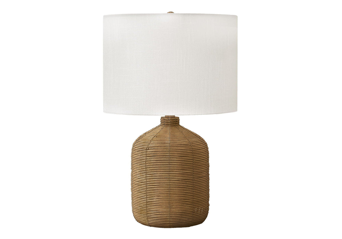 Harbor Weave Rattan Table Lamp with Drum Shade | Black or Natural Brown