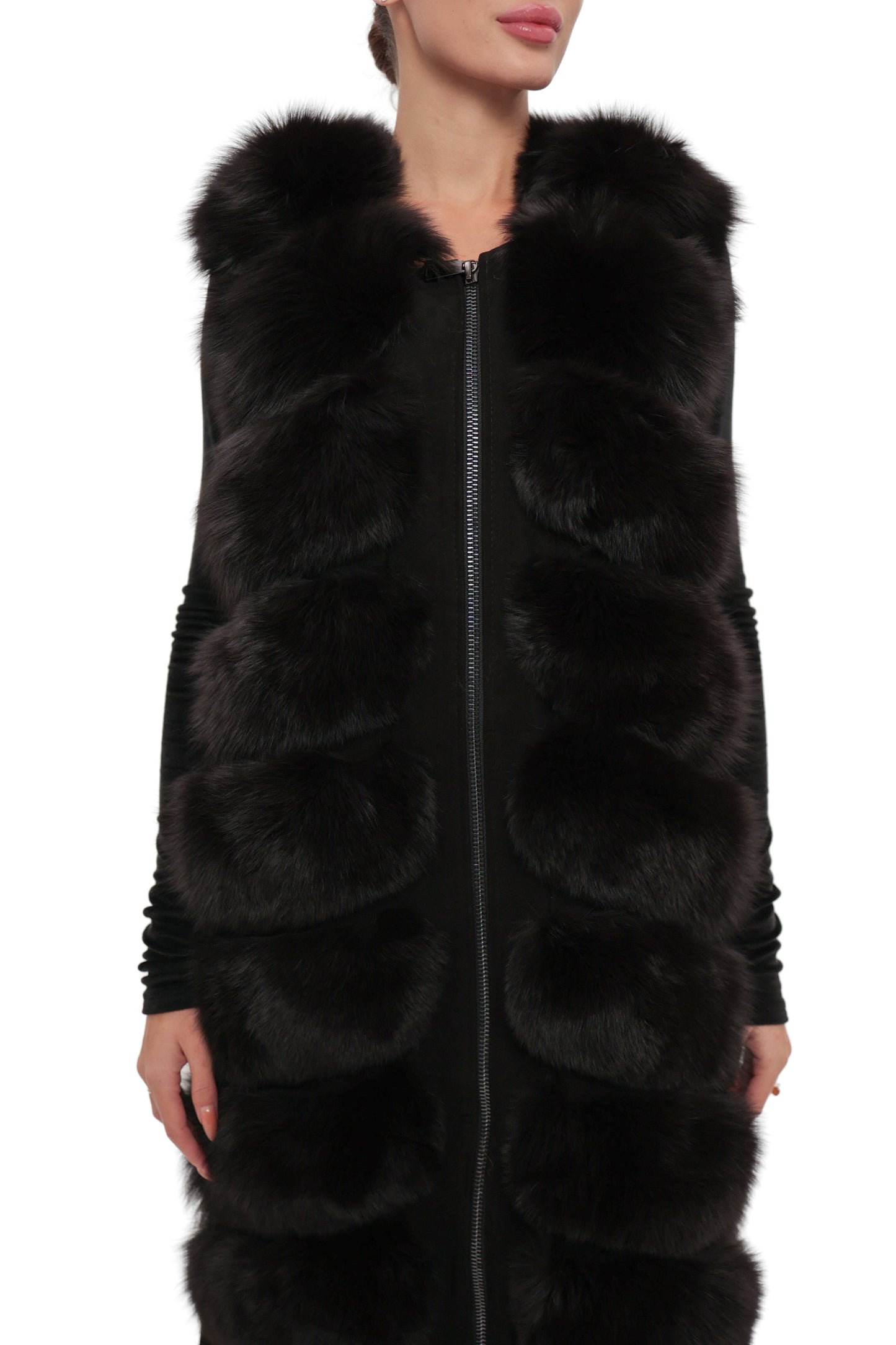 Genuine Polar Fox Fur Vest 90 cm