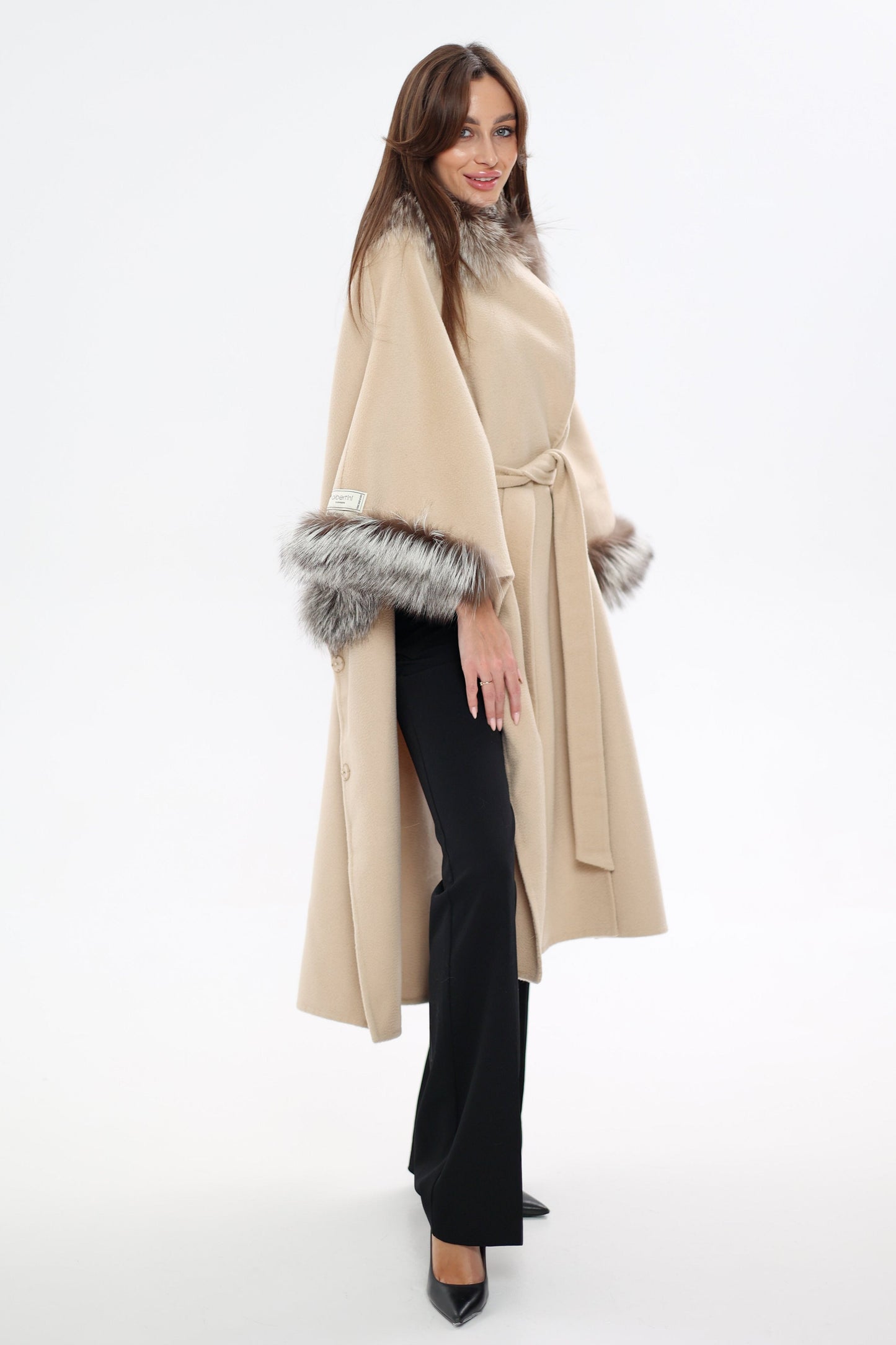 Saga®Furs Silver Fox Wool Alpaca Coat