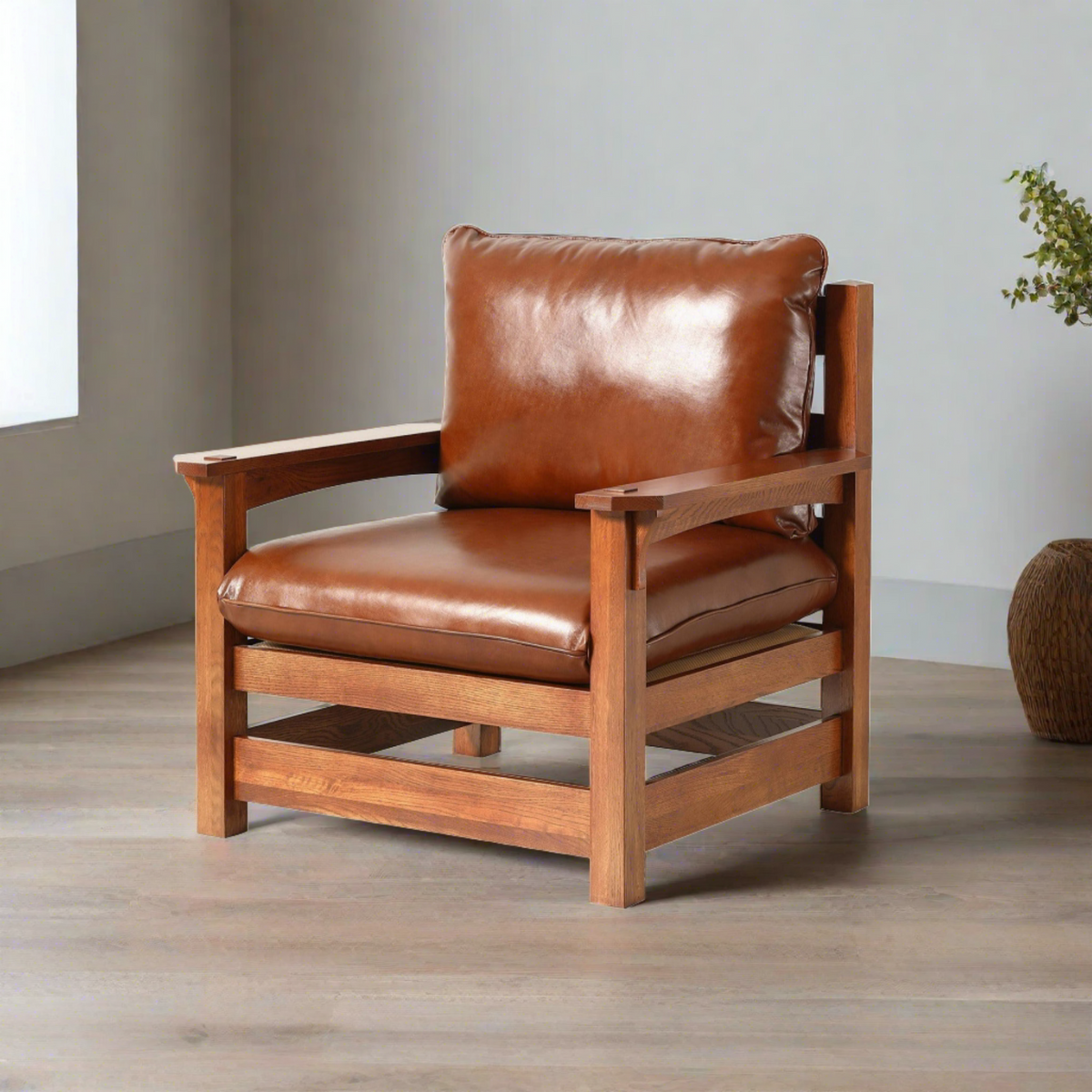 The Russet Mission Oak & Leather Armchair